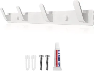 Immagine prodotto di Portasciugamani Robusti ganci appendiabiti per giacche, cappotti, borse, cappelli e sciarpe, ganci bianchi, 4 ganci