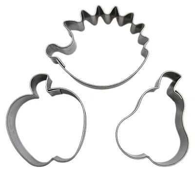 Productafbeelding van Set van 3 uitsteekvormen: Igel, appel en peer, roestvrij staal, 34 - 43 mm
