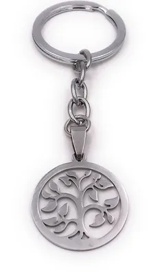 Produktbild von Onwomania Schlüsselanhänger Lebensbaum Blätter Baum des Lebens im Kreis silber Anhänger Keychain