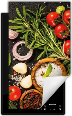 Produktbild von DarHaus Herdabdeckplatte 1 teilig 30x52 cm Anti Rutsch Matte Aufrollbar, Gewürze - Tomate