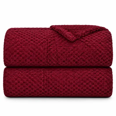 Obrázek produktu pro Plyšová flanelová přikrývka 150x200cm ( vínově červená ) Chlupatá deka na pohovku, gauč a postel, přehoz na pohovku