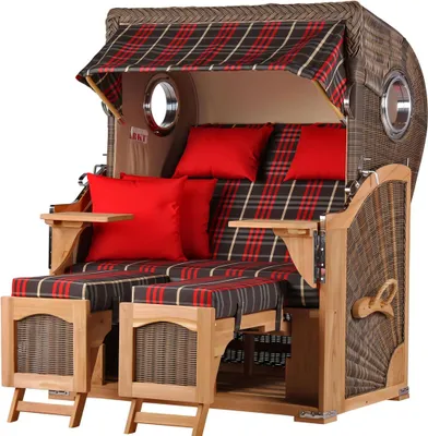 Produktbild von Strandkorb-Set - bene living - Ammersee Teak - PE grau- Modell 529 - inkl. Liftersystem