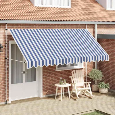 Immagine prodotto di vidaXL Tenda da sole retrattile a mano 400 cm a righe blu/bianche