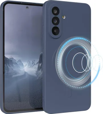 Produktbild von EAZY CASE - Silikonhülle magnetisch für Samsung Galaxy A56, Hülle Silikon, weich stoßfeste Magnet Handyhülle, Schutzhülle mit Kameraschutz, TPU Bumper in Dunkelblau