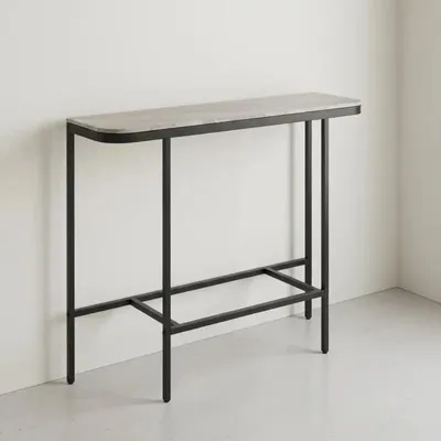 Produktbild von Moderne Konsolentisch mit Kunstmarmorplatte und Metallrahmen