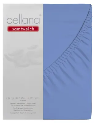 Produktbild von Bellana samtweich - Nobel-Jersey Elasthan Spannbetttuch 180-200 x 200-220 cm mittelblau Perfekte Passform dank Elasthan