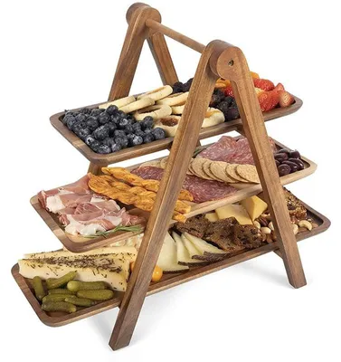 Image de Étagère en bois à 3 niveaux pour vaisselle et collations