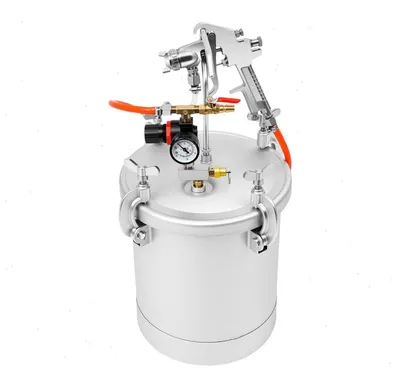 Produktbild von Farbspritzpistole - Druckbehälter-Sprühgerät 10 l - 3,0 mm Düse - Kohlenstoffstahl - Einstellbarer Sprühstrahl und Fluss - Manuell, handgeführt - Für industrielle Lackierung - Silber