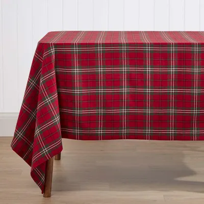 Obrázek produktu pro HOMESCAPES Ubrus Prince Edward, 100% bavlna, 138 x 228 cm, červený kostkovaný vzor