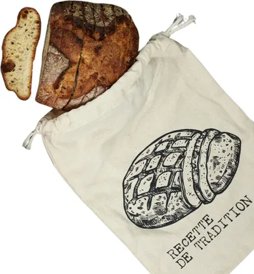 Produktbild von OTIX Wiederverwendbare Brotbeutel für selbstgebackenes Brot aus Baumwolle in Beige 36x26cm
