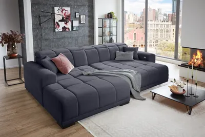 Produktbild von Wohnlandschaft >Puppet< Kopfteilverstellung, Sitzverstellung, schwarz - 301x113x195cm (BxHxT)
