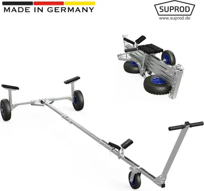 Immagine prodotto di Carrello per il lancio delle barche carrello per barca rimorchio a mano pieghevole carrello per barca gonfiabile SUPROD TR260-L, PU, Ø 260 mm, nero/blu