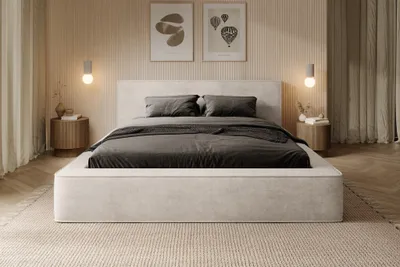 Produktbild von Polsterbett Bett OMAHA 180x200cm in Stoff Macau Pearl  / Speed