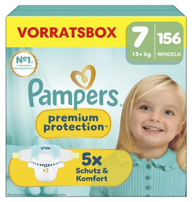 Produktbild von Pampers Premium Protection Größe 7, 156 Windeln, 15kg+ – Größe Size7_PPTVorratsbox, Premium Protection Taped MSB/Vorratsbox