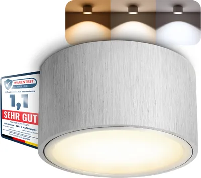 Produktbild von SSC-LUXon CELI-X LED Aufbaulampe Alu gebürstet rund flach - 3CCT Lichtfarbe warmweiß neutralweiß kaltweiß - GX53 230V Deckenstrahler Innen 3W