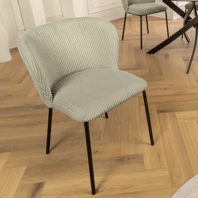 Produktbild von riess-ambiente Design Stuhl LYON mint Cord schwarze Metallbeine Esszimmerstuhl Essstuhl