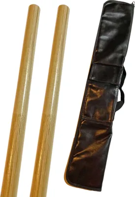Produktbild von TEKKA BUDO 2er Set Escrima Stock Rattan mit Transporttasche - Stick 65 cm Holz hell - Glatt geschliffen ohne Außenschale, Kali Arnis