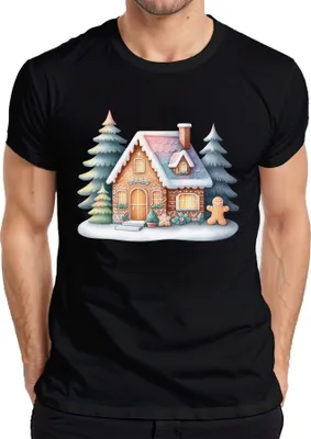 Produktbild von Lebkuchenhaus - Weihnachten Weihnachtsgeschenk Christmas Herren T-Shirt, Schwarz, XXL