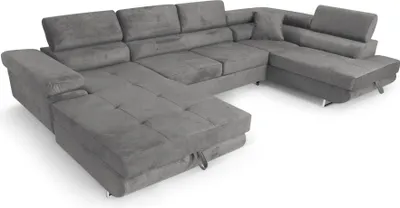 Produktbild von Ecksofa Aller U XXL, Dunkelgrau mit Schlaffunktion und Bettkästen, Rechte Seite