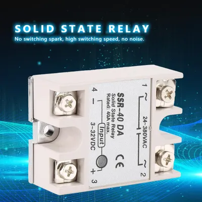 Obrázek produktu pro Jednofázové polovodičové relé DC-AC SSr 40DA 40A Vstup 3-32V DC Výstup 24-380V AC