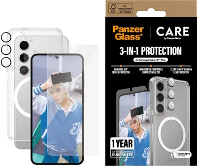 Immagine prodotto di Zestaw Ochronny Care By Panzerglass Flagship 3W1 Etui+Szkło+Lens Do Samsung Galaxy S25+