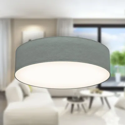 Zdjęcie produktu dla Lampa sufitowa tkanina szary tekstylny abażur salon lampa sufitowa sypialnia