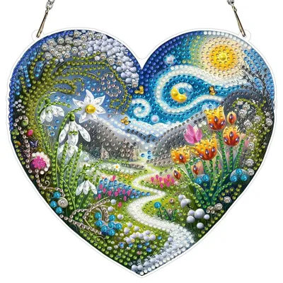 Obrázok produktu pre Náhrdelník s motívom "Diamantová maľba", kvetinový motív, dvojstranný, 20x20 cm