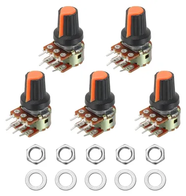 5er-Set WH148 Doppel-Potentiometer B5K, 6-polig, orange