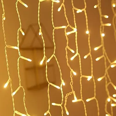 Image de Guirlande lumineuse 5 m, 200 LED, effet « pluie de glace », blanc chaud, rideau lumineux avec 8 modes d'éclairage, fonction mémoire, IP44, décorations de Noël d'intérieur, CEEDIR