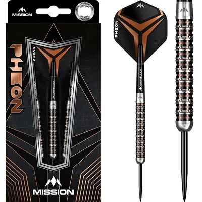 Productafbeelding van Mission Pheon Black & Bronze Electro - Stalen darts (90%)