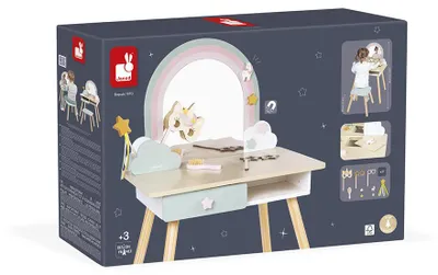 Obrázek produktu pro Janod Unicorn - Dřevěný toaletní stolek s doplňky a tajnou přihrádkou
