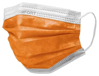 Produktbild von MED-COMFORT Mundschutz 3-lg. TYP IIR - orange | Box (50 Stück)
