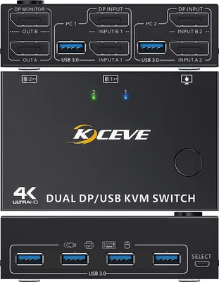Produktbild von KVM-Switch 2 Monitory 2 Počítačové duální monitory DP/USB KVM-Switch