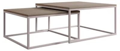 Produktbild von MIRJAN24 Im Set zwei Couchtische Dual Cashmere, Vierkantrohrrahmen aus Stahl, Kaffeetisch-Set 2-tlg (Farbe: Cashmere / Cremona Cannolo)