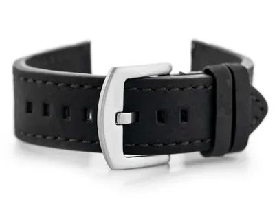 Produktbild von Ledergürtel für die W72 Uhr - schwarz/schwarz 20mm