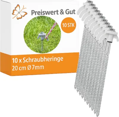 Produktbild von 10x Schraubheringe Camping Metall 20 cm Heringe Erdanker zum schrauben Zelt Ø7mm