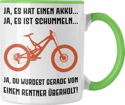 Produktbild von Trendation - Elektrofahrrad E-Bike Tasse mit Spruch Geschenk Ebike Lustige Geschenke Kaffeetasse Rentner Sprüche Rentnerin (Grün)