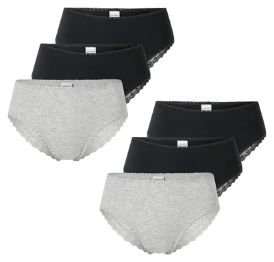 Produktbild von Schiesser Damen Brasilslip 6-Pack Modern Multipacks - grau-schwarz - Größe 40