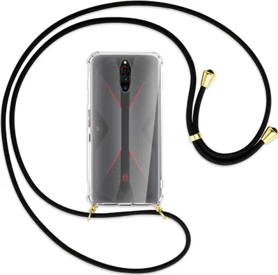 Produktbild von Handykette Backcover-Schutzhülle mit Band (Metall goldfarben) für ZTE Nubia Red Magic 5G - schwarz