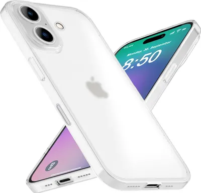Image de Coque rigide NALIA Ultra Slim pour iPhone 16 Plus – Transparente mate et ultra-fine (0,3 mm) – PHANTOM (ultra-fine et protection de l'appareil photo) – Marque berlinoise – Blanc