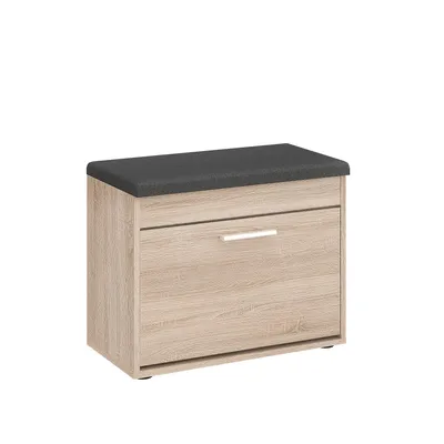 Produktbild von KOMTO Schuhbank mit Sitzfläche Sonoma – Schuhschrank mit Sitzbank, Schuhbank mit Klappe, Schuhregal mit Stauraum | Sofia 60K