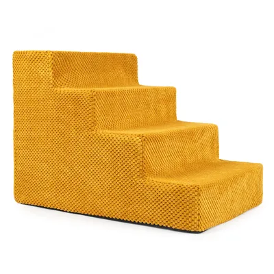 Produktbild von Schody pro psy Schody pro kočky Schody pro domácí mazlíčky Pomůcka pro lezení Plyšový potah 4 schody Honey