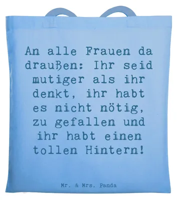 Produktbild von Mr. & Mrs. Panda Shopping Tasche Spruch Mut und Hoffnung - Sky Blue - Geschenk, Einkaufstüte, Laptoptasche, Motivation, Gefühl, Zitat, Selbstbewusstsein, Tote Bag, Uni