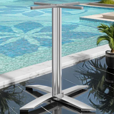 Produktbild von THIAGO | Bistro Stehtischgestell | Alu | 4 Fuß: Ø 60 cm | Säule 7,6 x 106 cm | Stehtischgestell Outdoor, Tischgestell Aluminium, Gastro Stehtischgestell