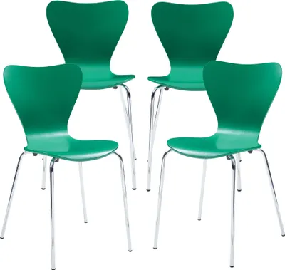 Image de Chaise de salle à manger 'Essunga' set de 4 bois métal 80 x 48 x 46 cm vert / chrome