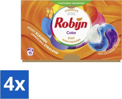 Produktbild von Robijn - 3-in-1 Color - Waschkapseln - 15 Wäschen - Vorteilspack - 4 Stücke