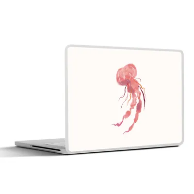 Produktbild von MuchoWow® Laptop Aufkleber Sticker Cover Quallen - Meerestiere - Rosa - Aquarell 25x18 cm - Laptop-Deko