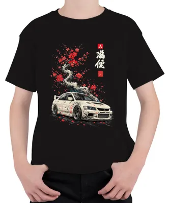 Immagine prodotto di Maglietta per bambini, nera, taglia 152, con scritta "NO LAGY JDM Evolution Kirschblüte Sakura Japan Auto Y2K Drift"