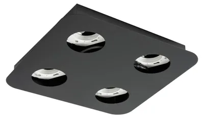 Produktbild von Lindby Deckenleuchte Jyla, schwarz matt, 25 x 25 cm, 4-flg.