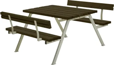 Produktbild von Plus Picknicktisch Alpha Stahl-Holz 118 x 185 x 76 cm schwarz mit 2 Rückenlehnen